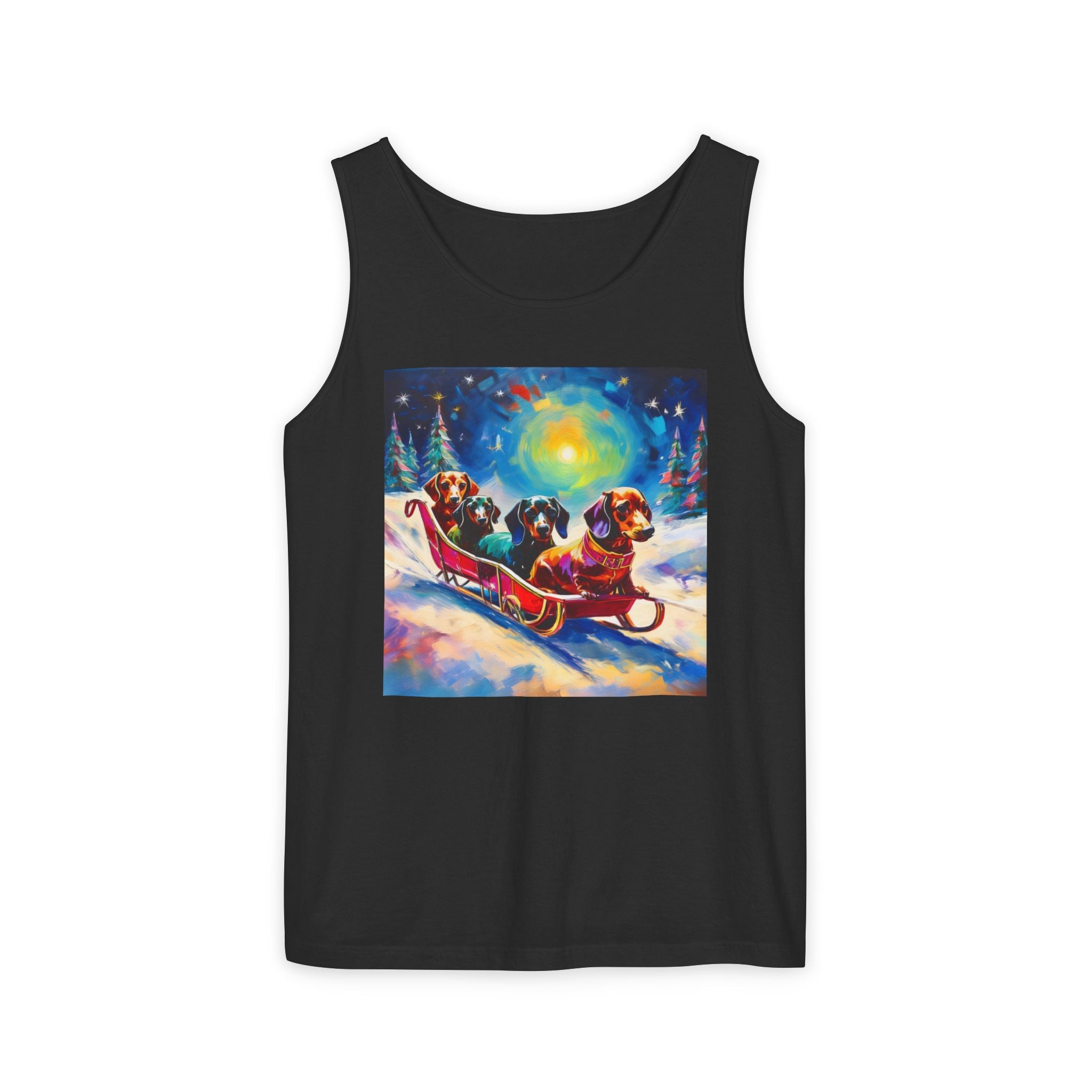 Dachshund Night Sleighride Unisex Tank Top