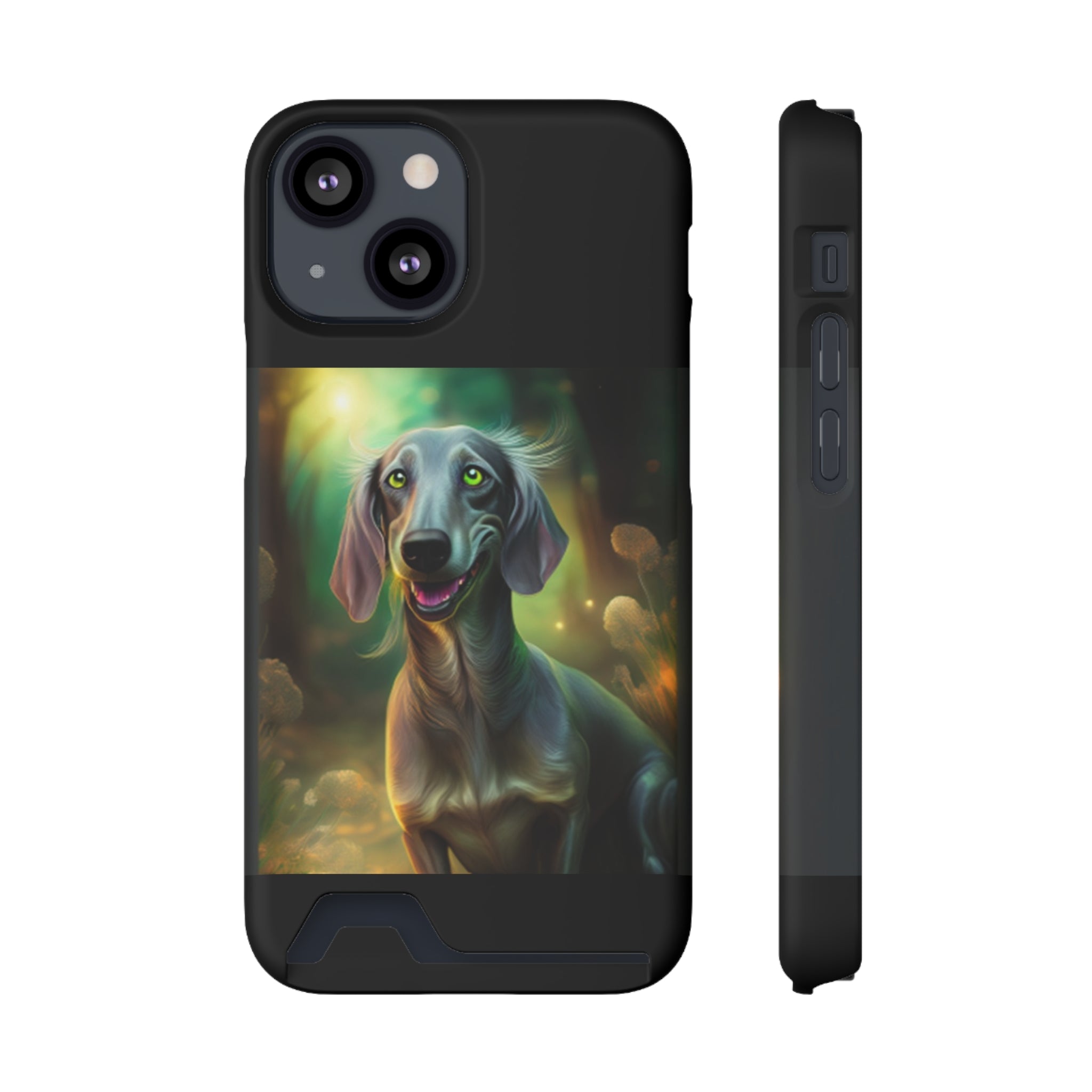Dachshund Silver Grey Phone Case with Card Holder