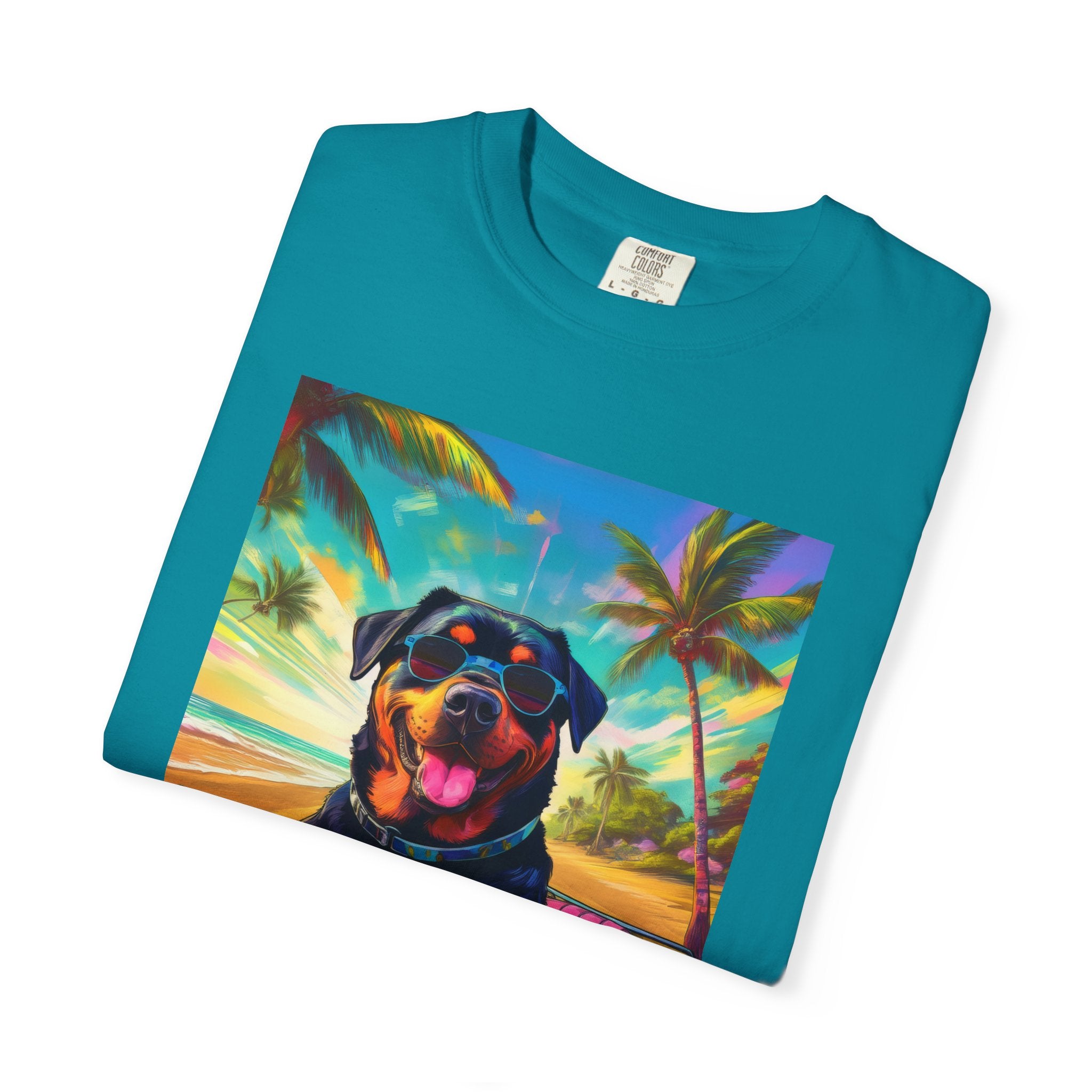 Rottweiler Beach Drive Unisex Garment-Dyed T-shirt