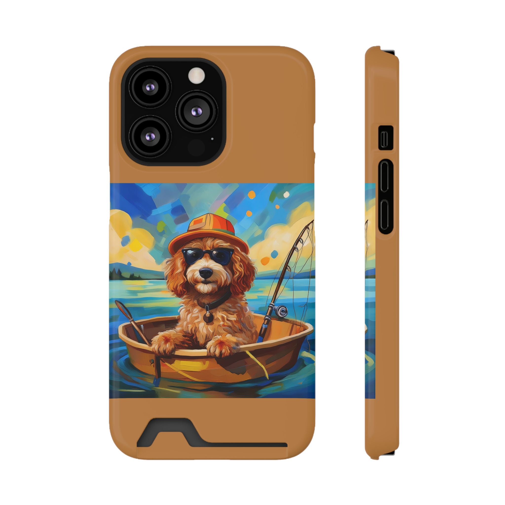 Doodle Fishing Phone Case with Card Holder
