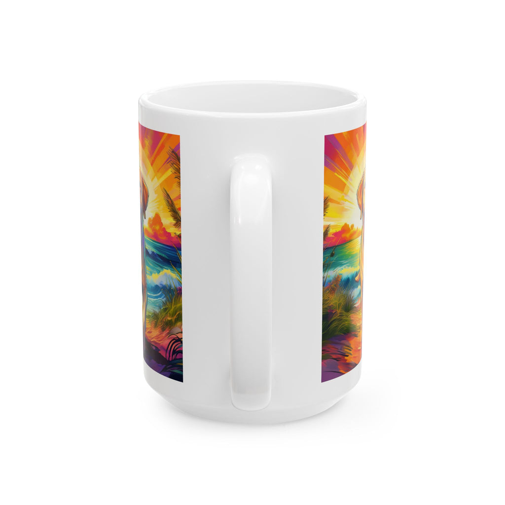 Yellow Lab Sunset Beach Ceramic Mug, (11oz, 15oz)