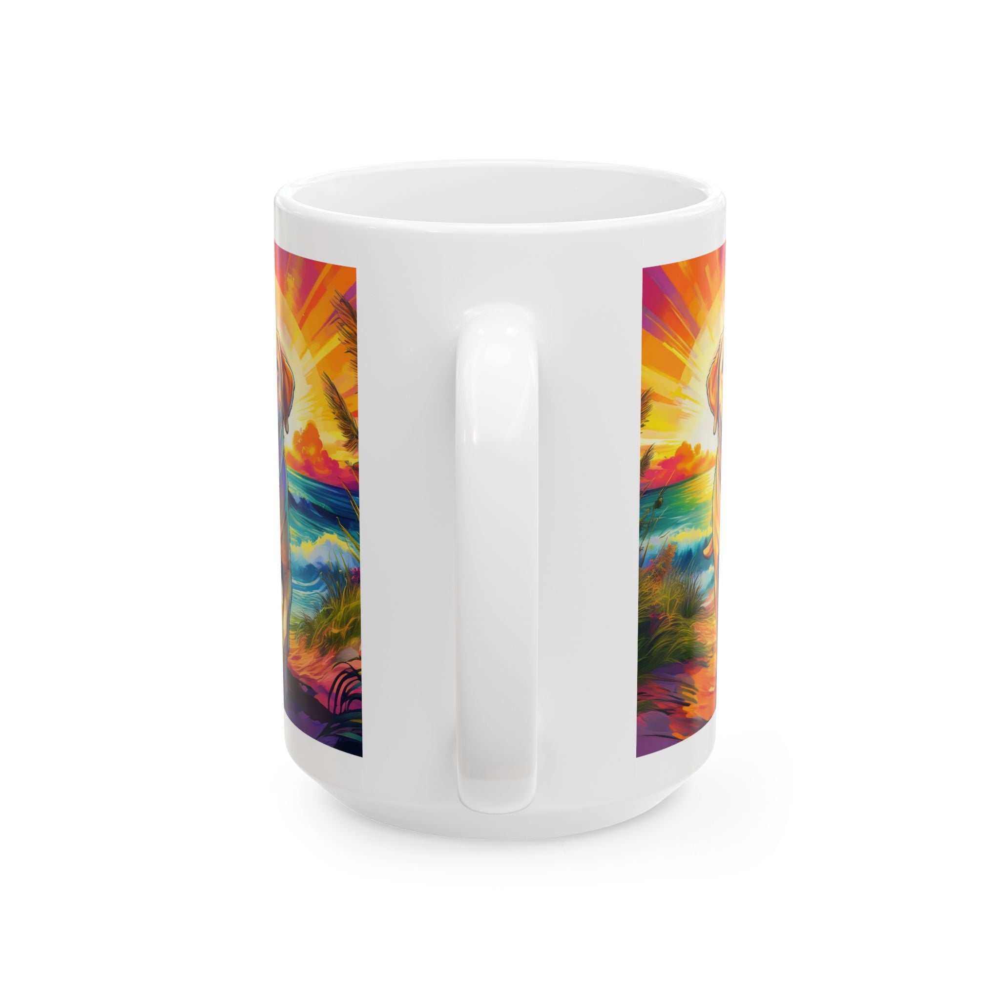 Yellow Lab Sunset Beach Ceramic Mug, (11oz, 15oz)