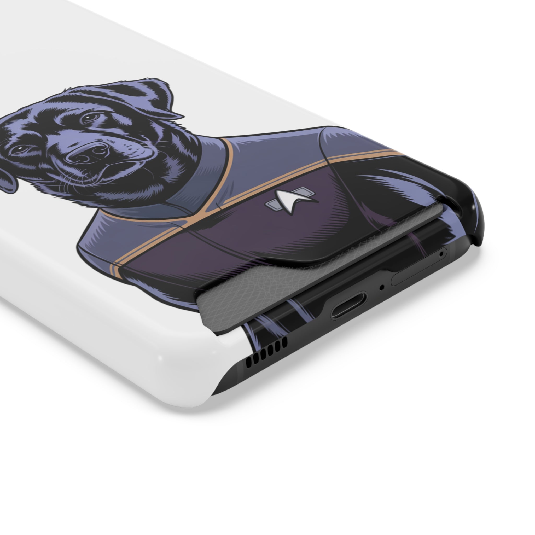 Black Lab Dog-Fleet Phone Case with Card Holder