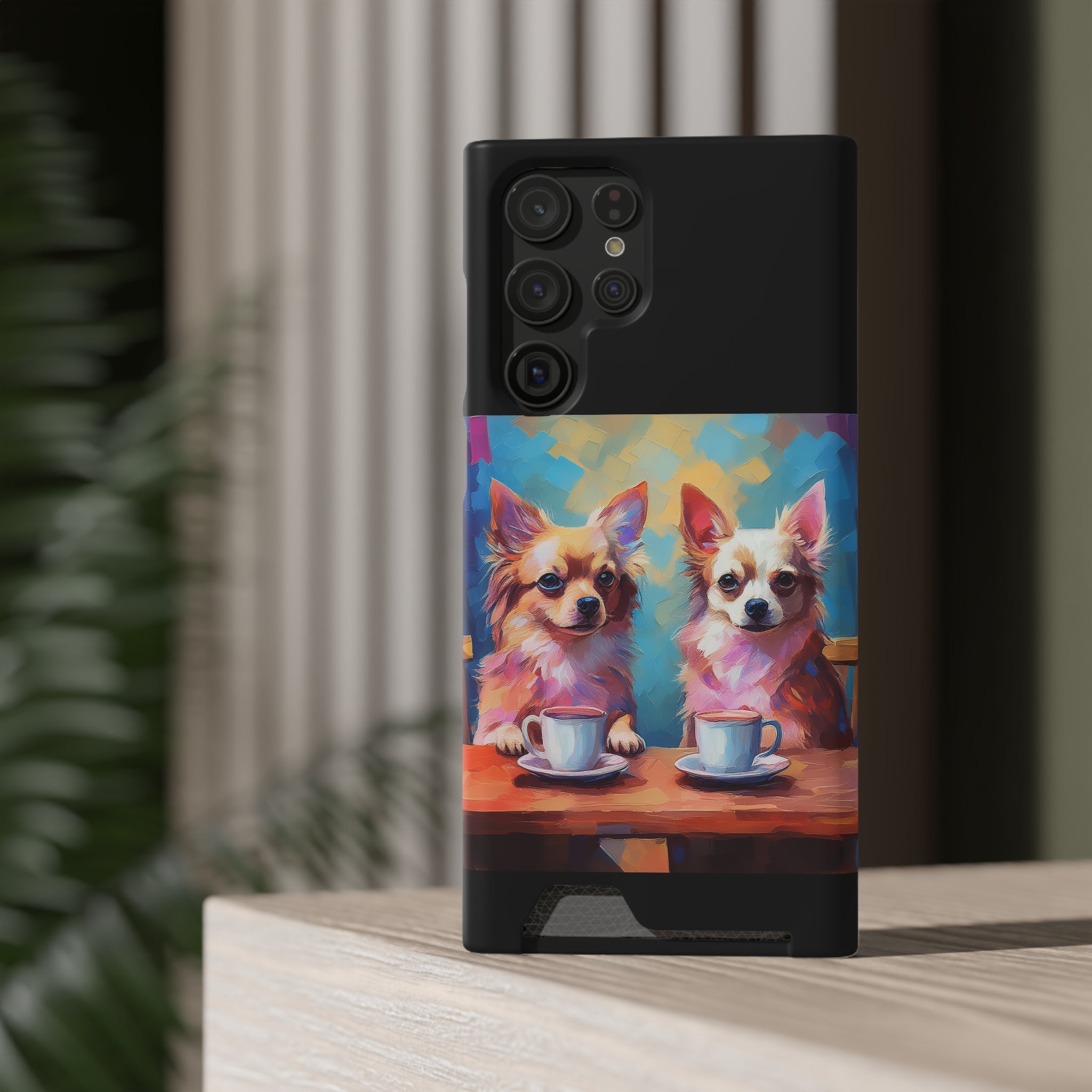 Cafe con Chihuahua Phone Case with Card Holder