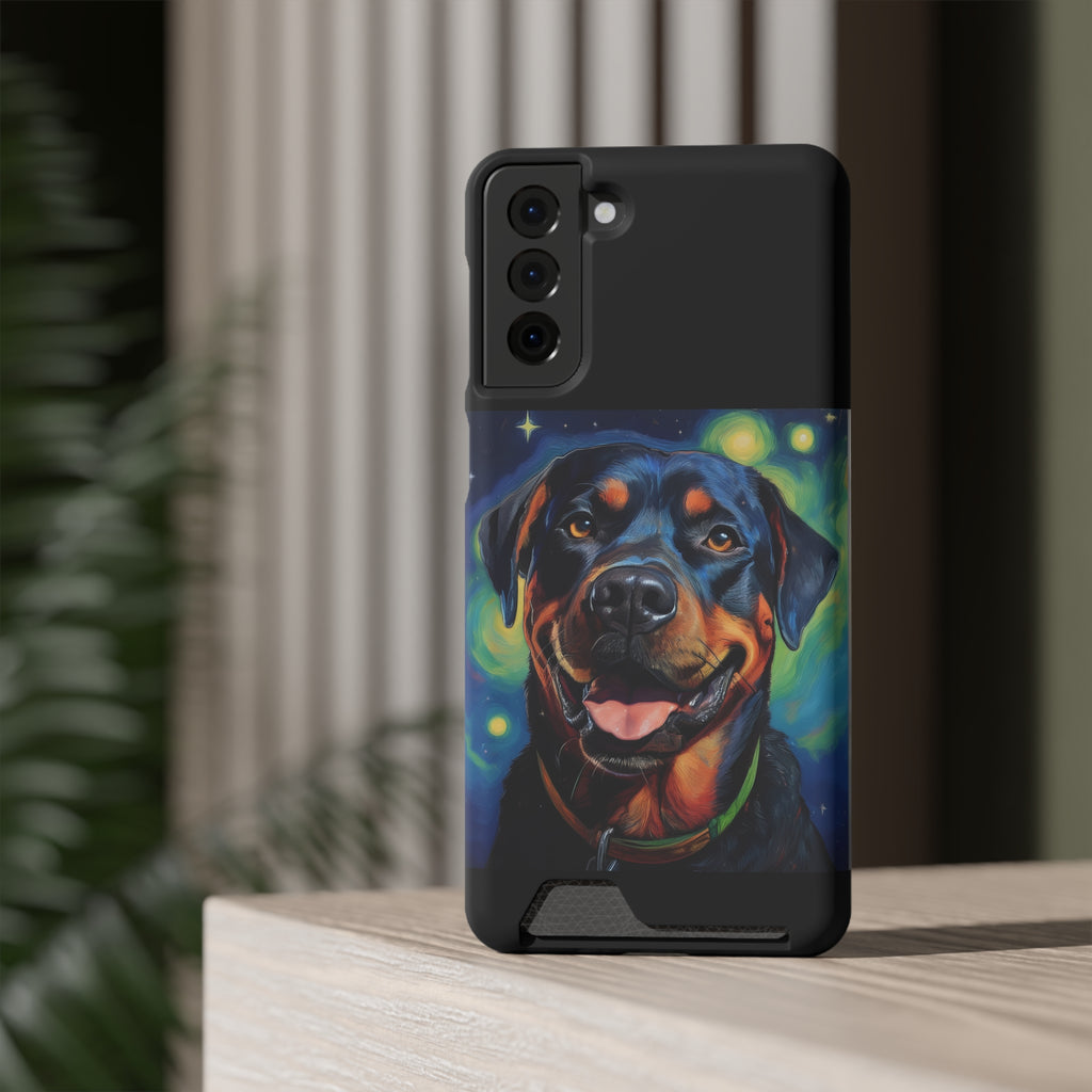 Rottweiler Stary Night Phone Case with Card Holder