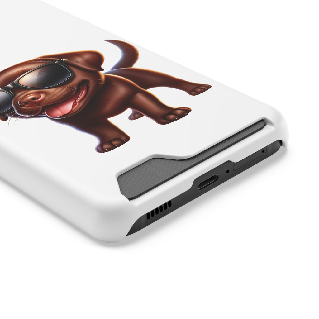 Chocolate Lab with Sunglasses Phone Case with Card Holder