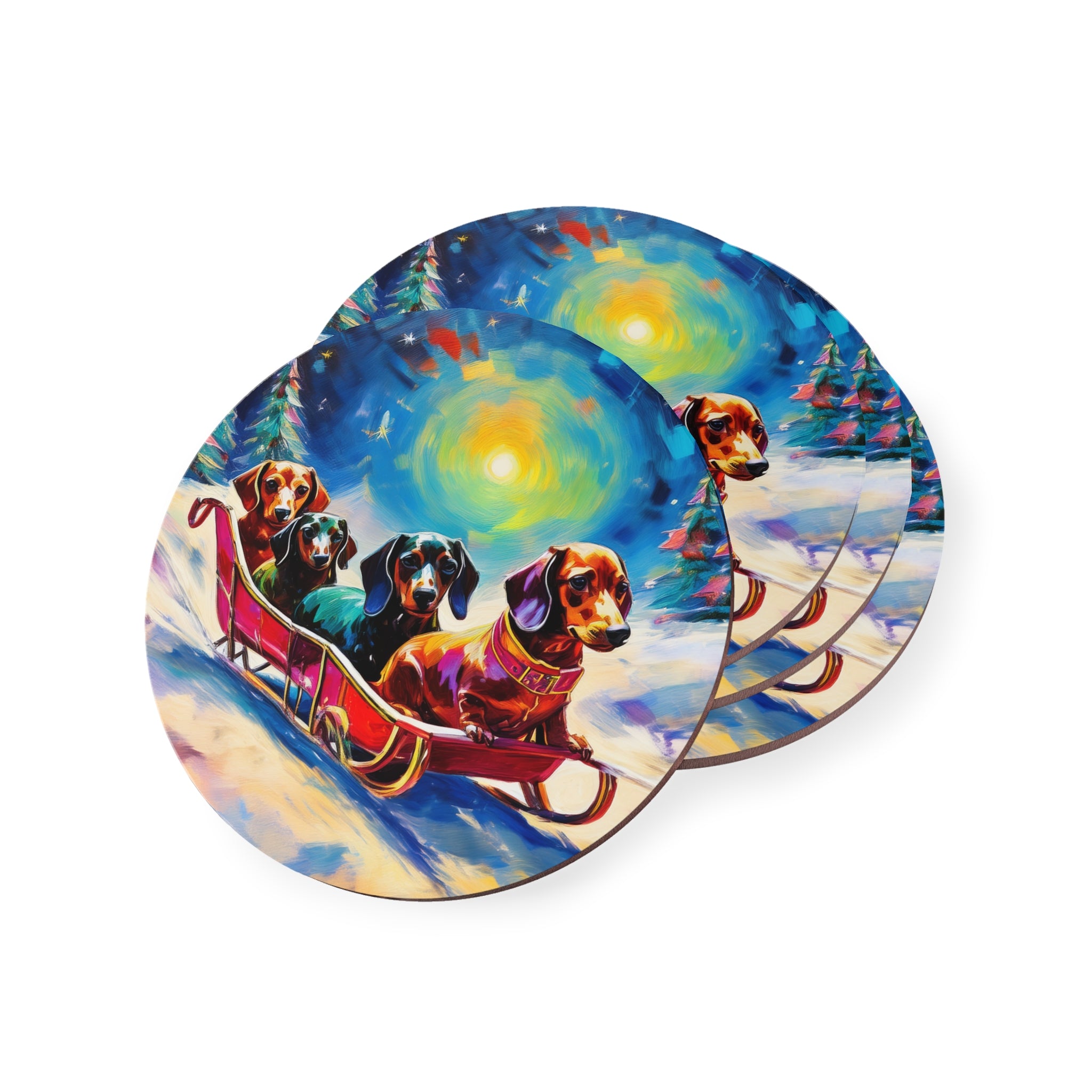 Dachshund Night Sleighride Coasters