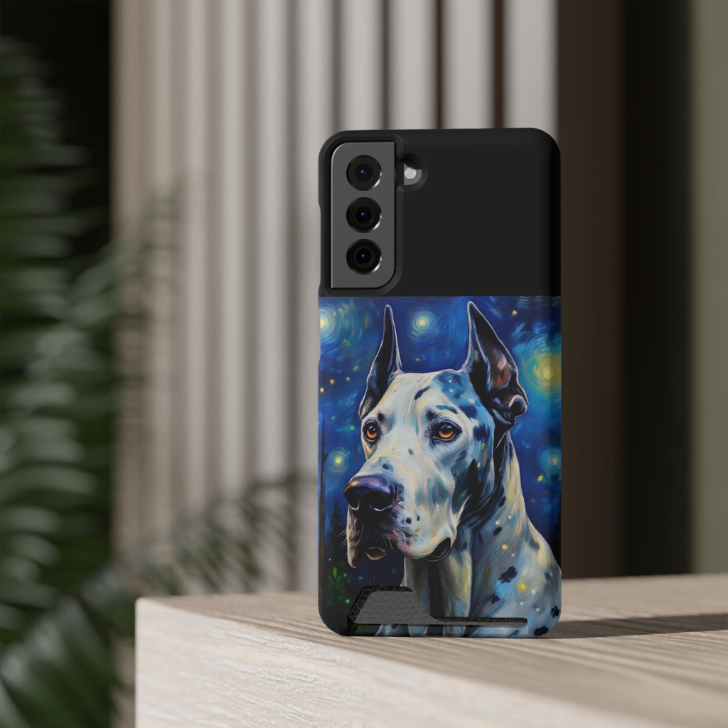 Great Dane Stary Night Phone Case with Card Holder