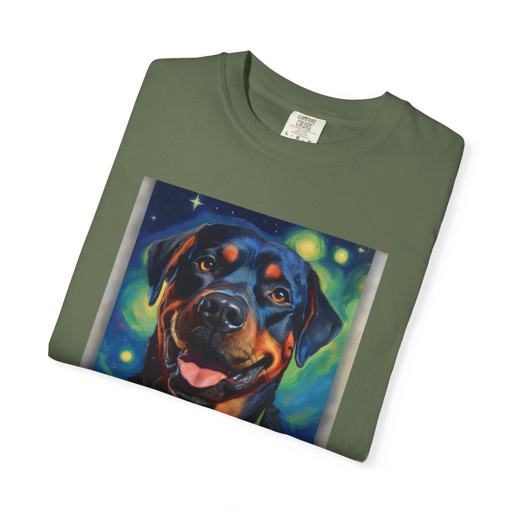 Rottweiler Stary Night Unisex Garment-Dyed T-shirt