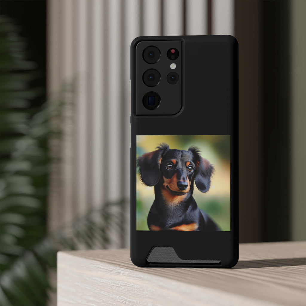 Dachshund Black and Brown Phone Case with Card Holder