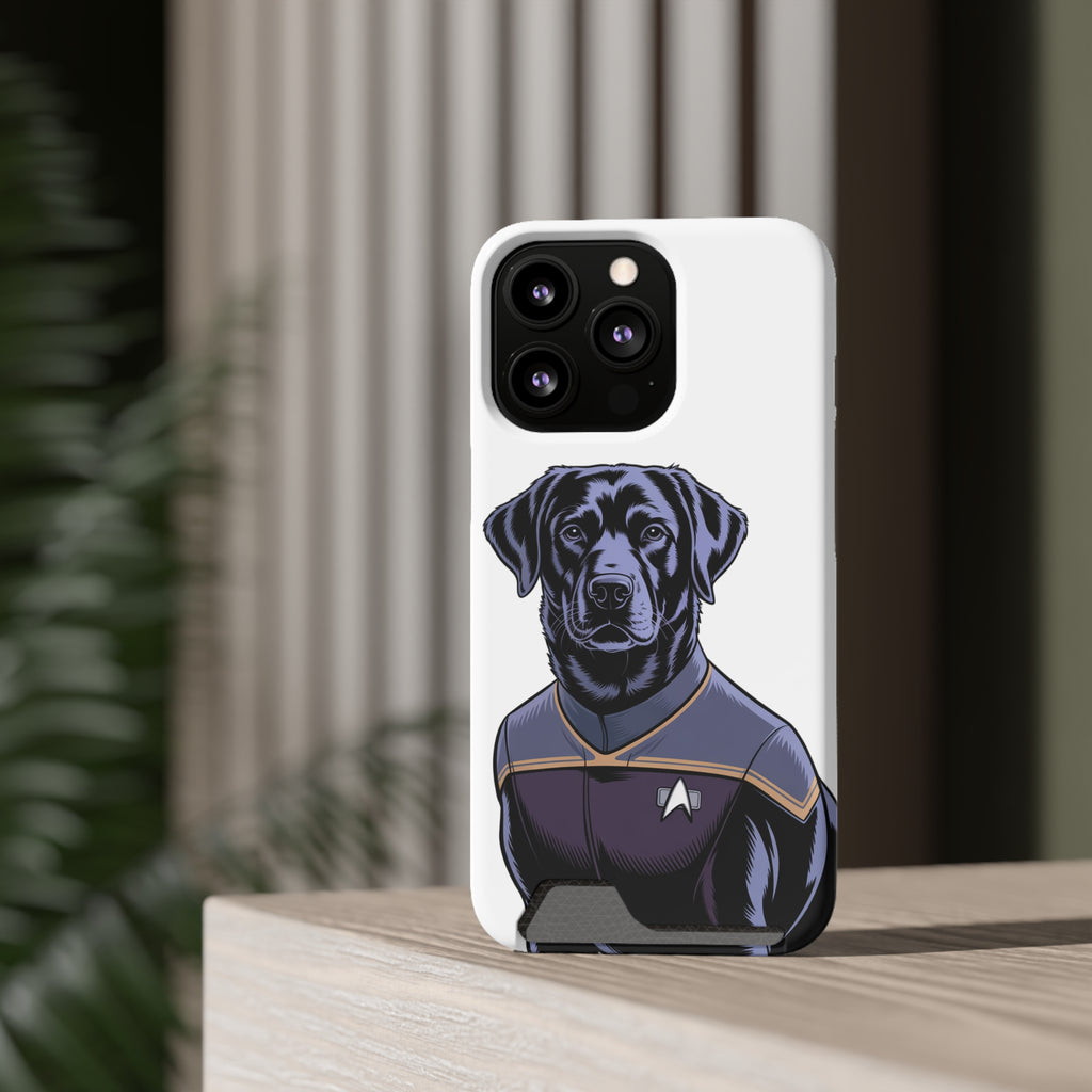 Black Lab Dog-Fleet Phone Case with Card Holder