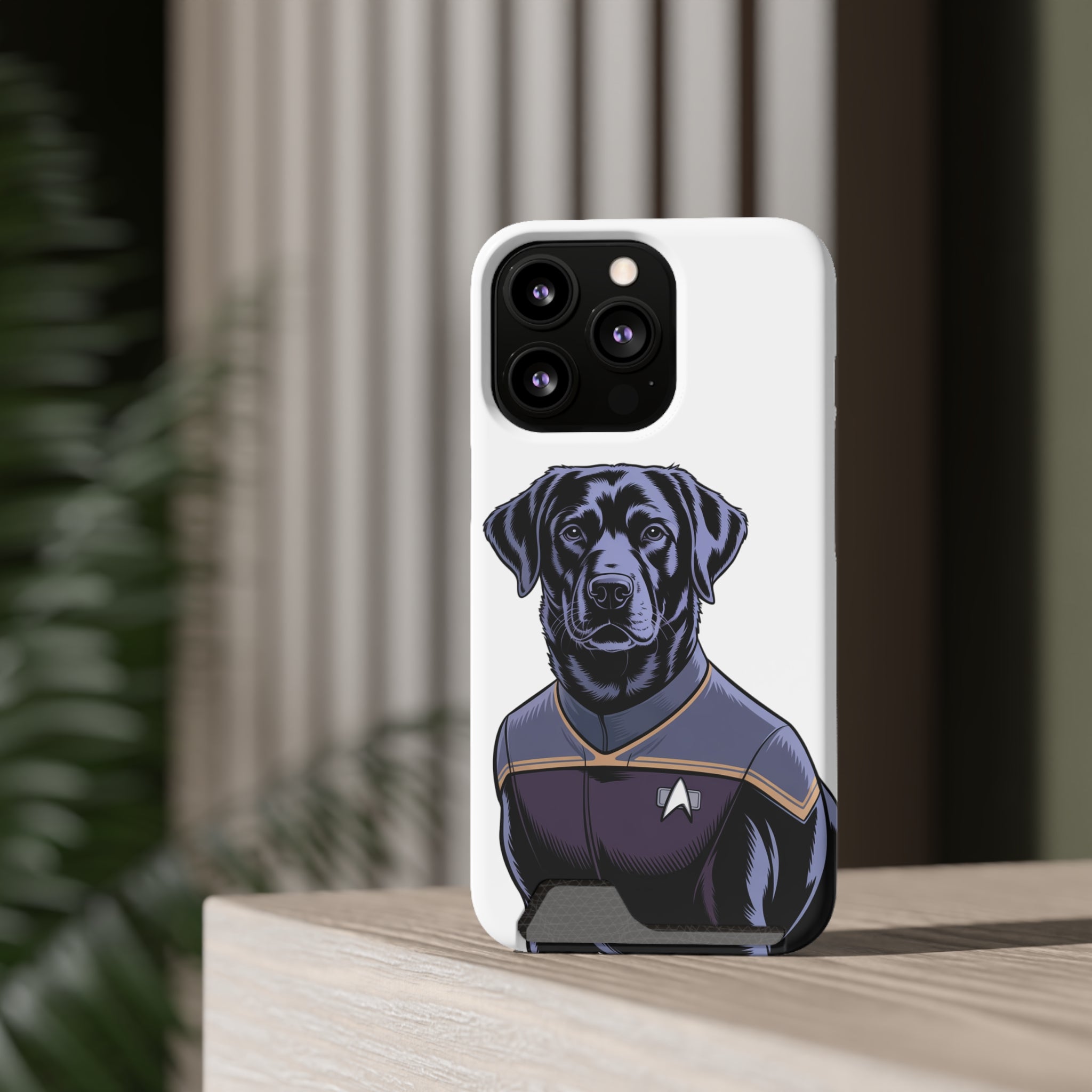 Black Lab Dog-Fleet Phone Case with Card Holder