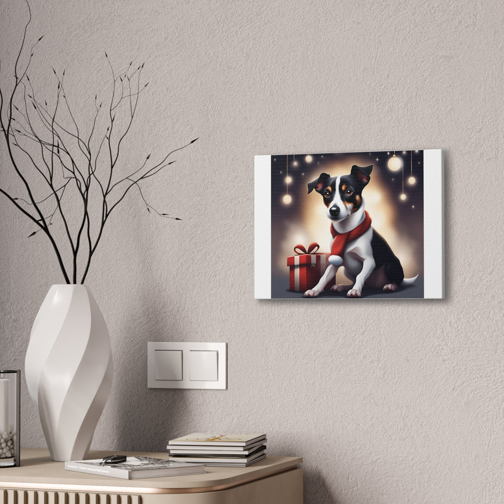 Jack Russel Holiday Canvas Stretched, 0.75"