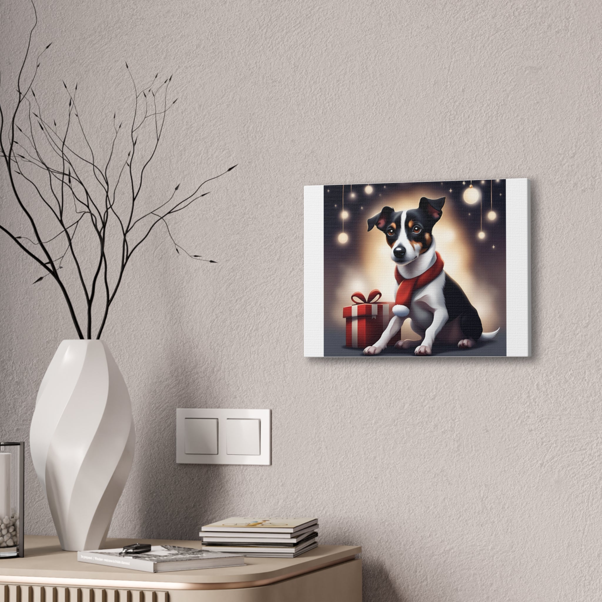 Jack Russel Holiday Canvas Stretched, 0.75"