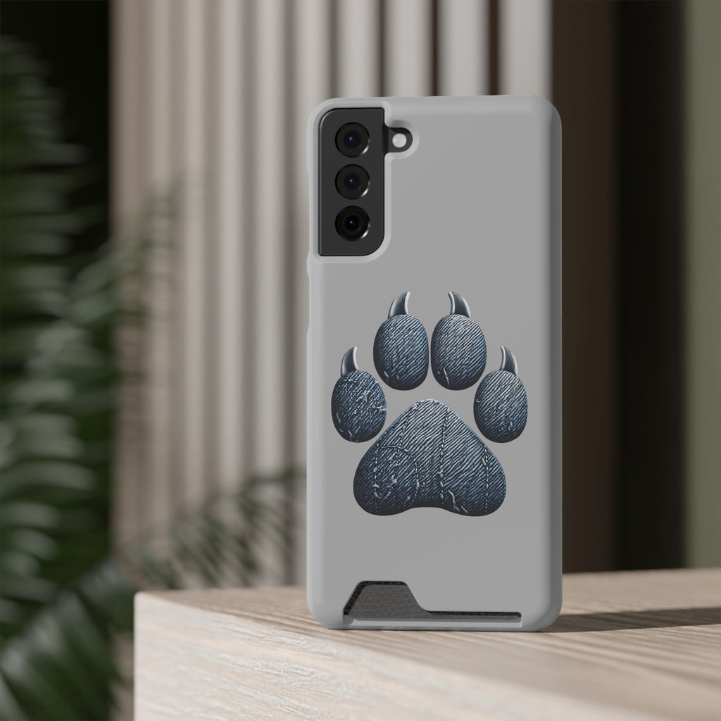 Denim Dog Paw Phone Case with Card Holder