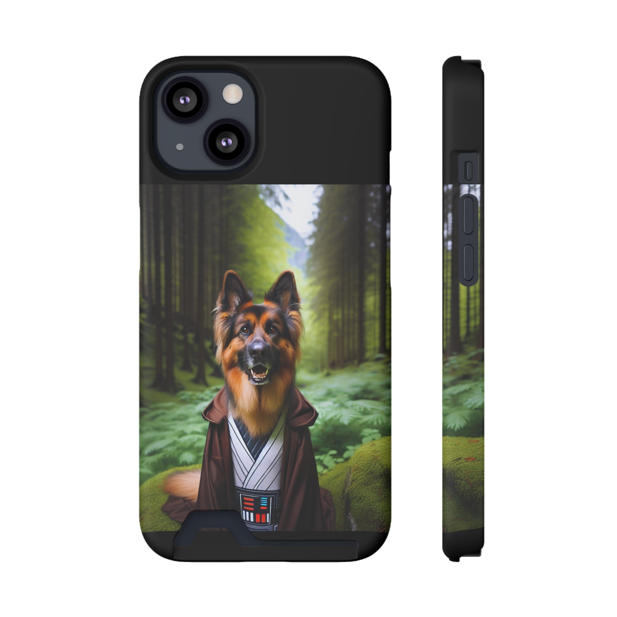 German Shepherd Forest Night Phone Case with Card Holder