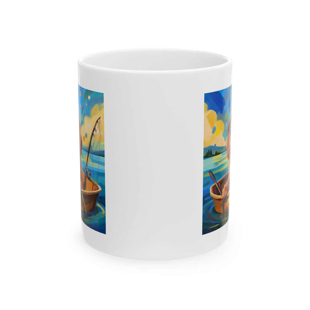 Doodle Fishing Ceramic Mug, (11oz, 15oz)