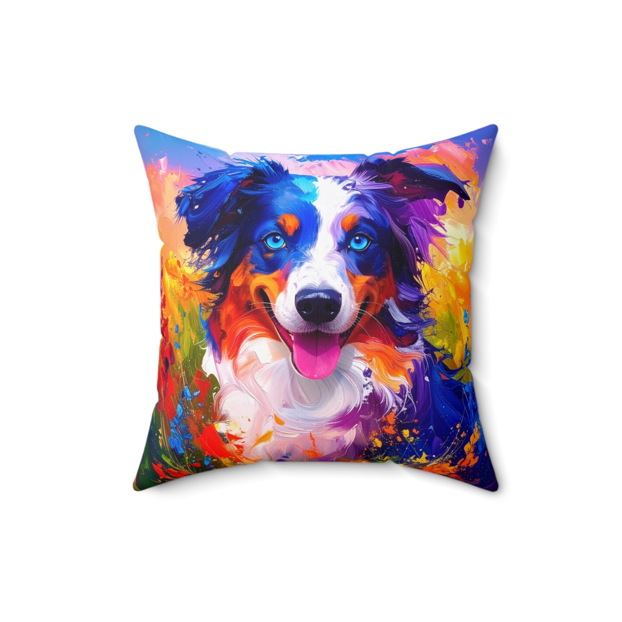 Aussie Shepherd Polyester Square Pillow