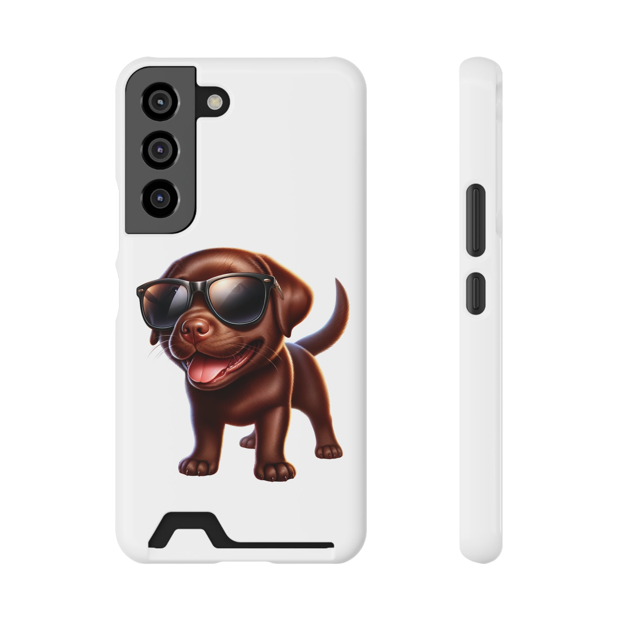 Chocolate Lab with Sunglasses Phone Case with Card Holder