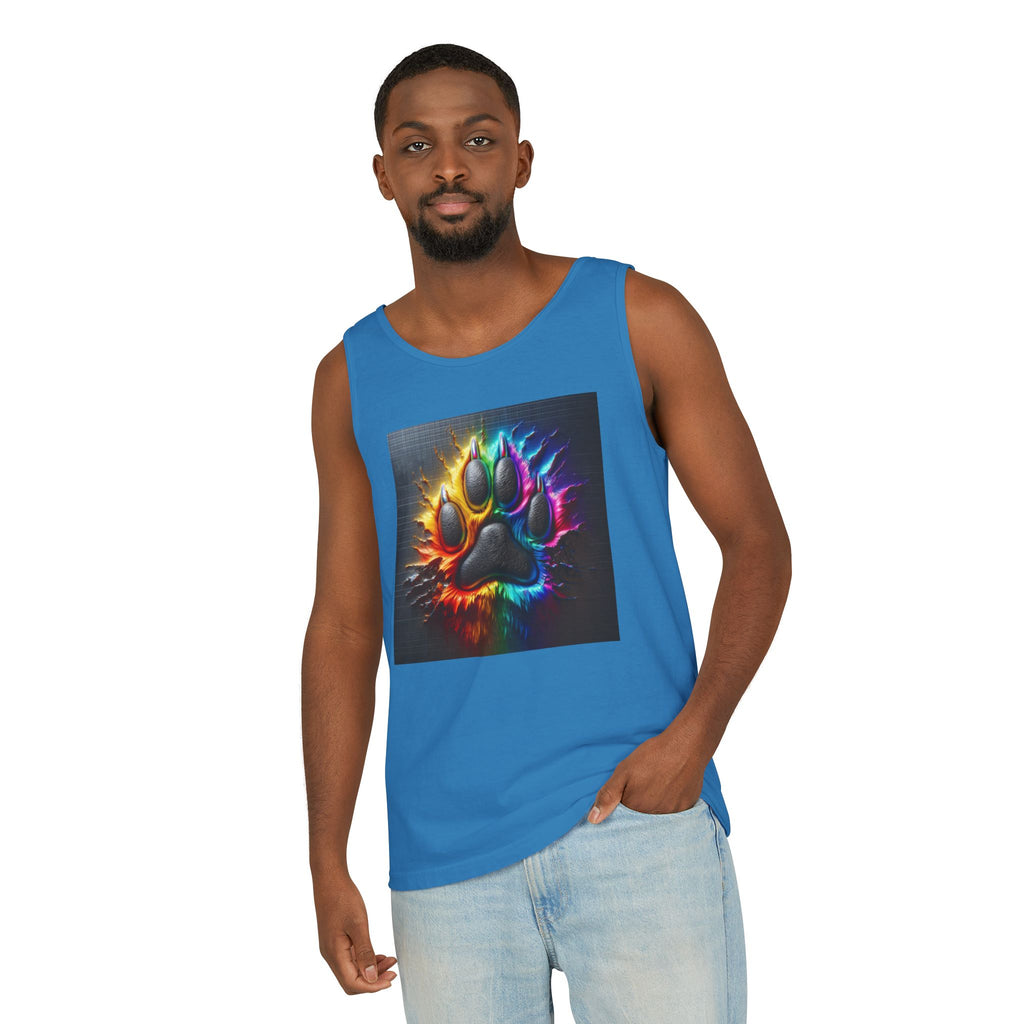 Electric Rainbow Dog Paw Unisex Tank Top