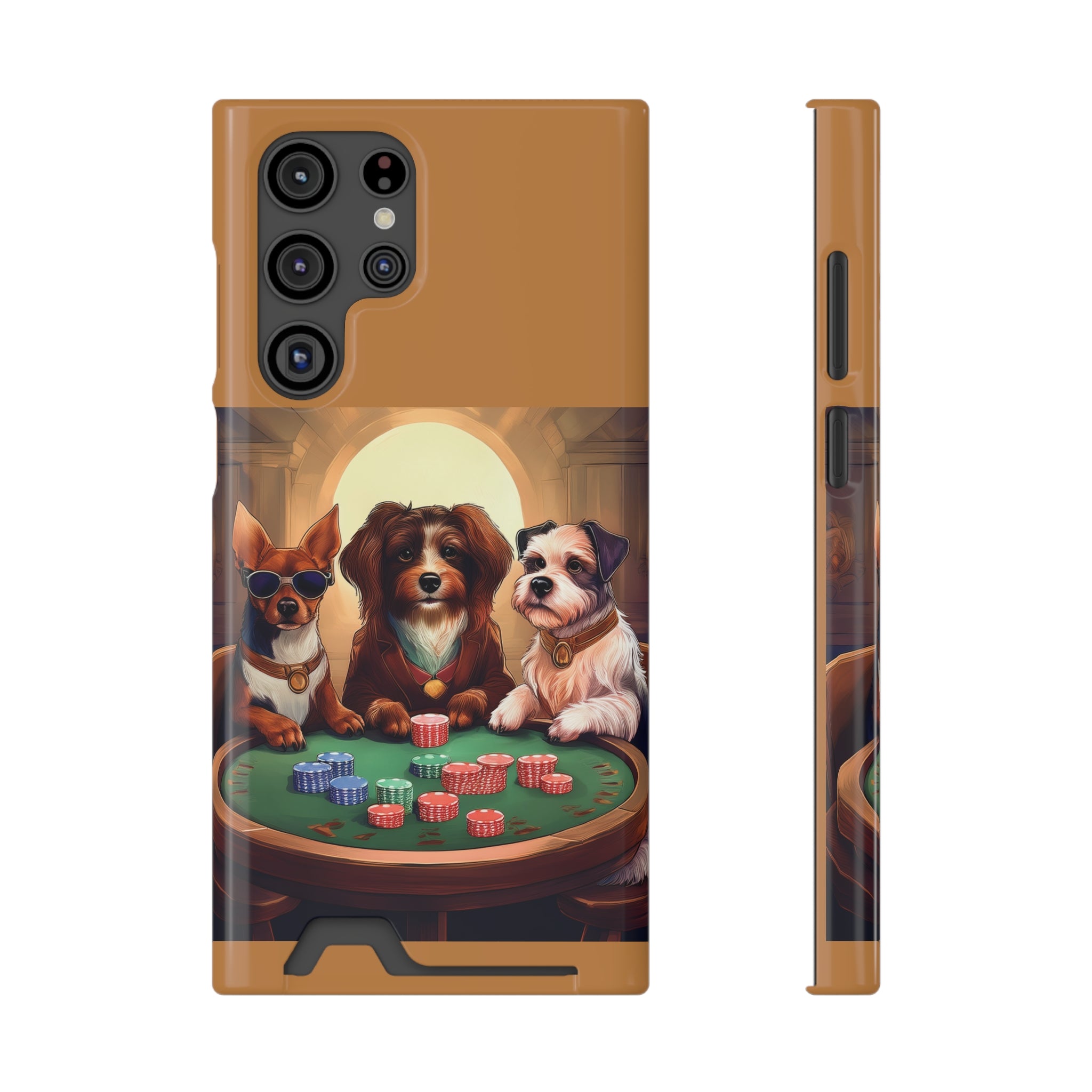 Puppy Poker Phone Case with Card Holder