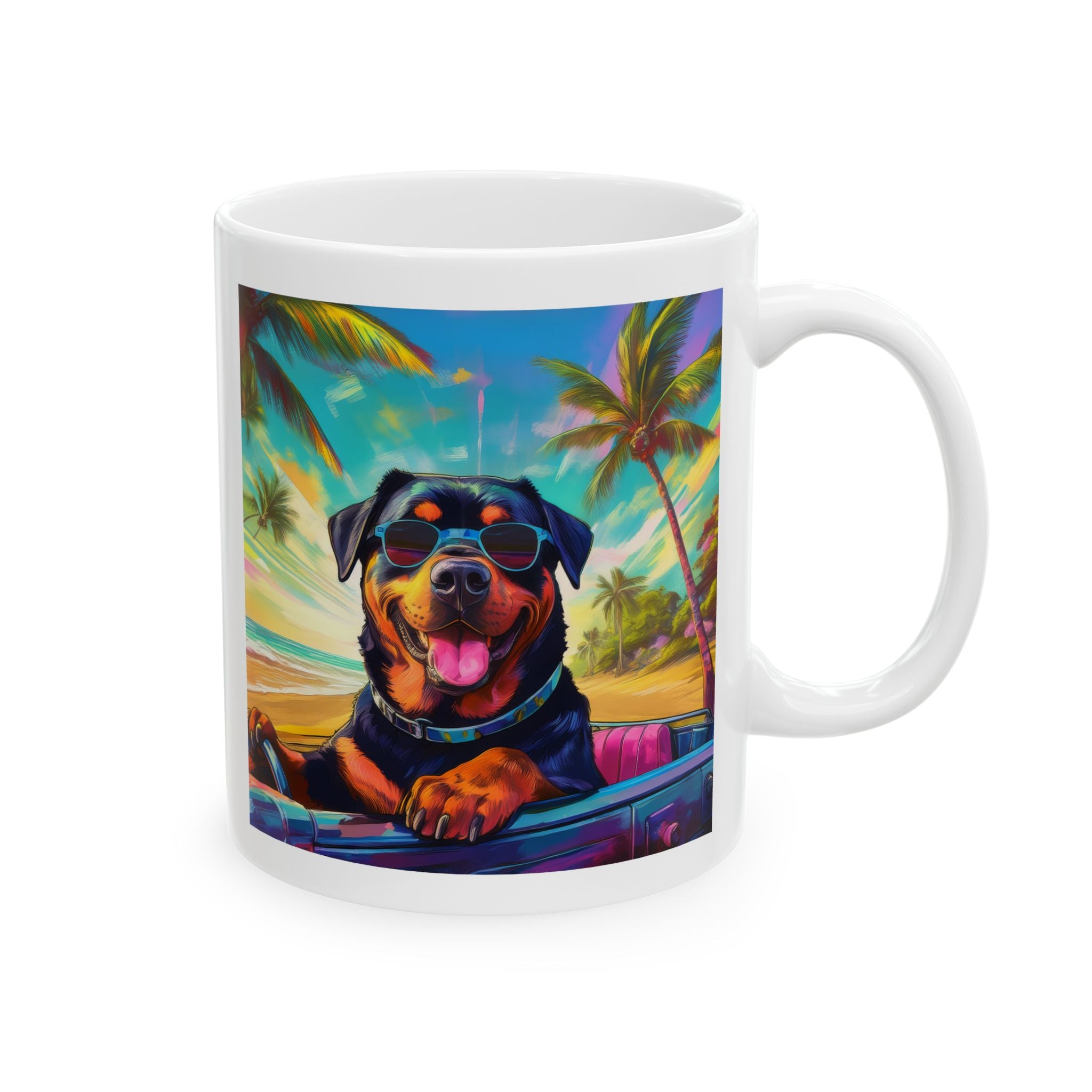 Rottweiler Beach Drive Ceramic Mug, (11oz, 15oz)