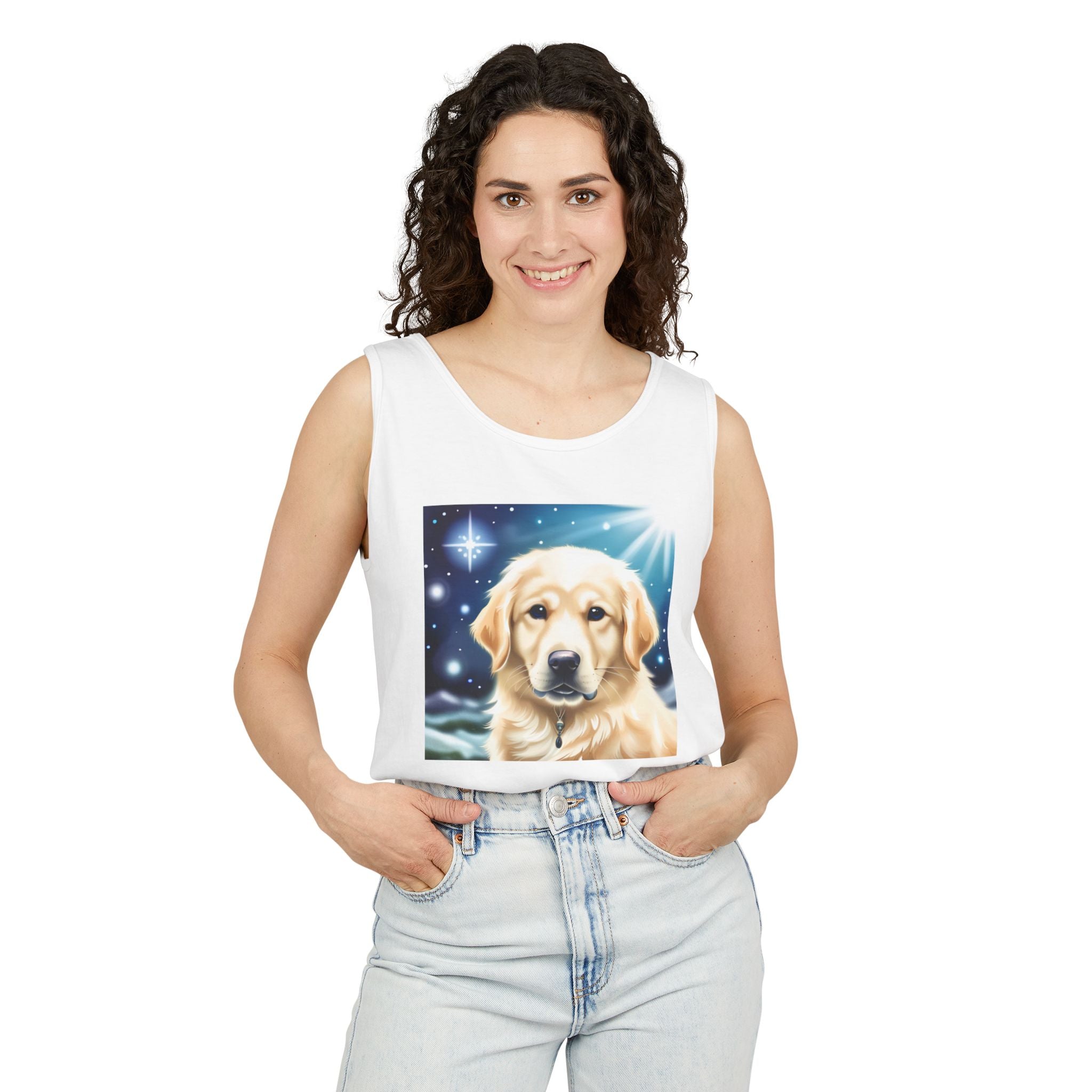 Golden Retriever Stary Night Unisex Tank Top