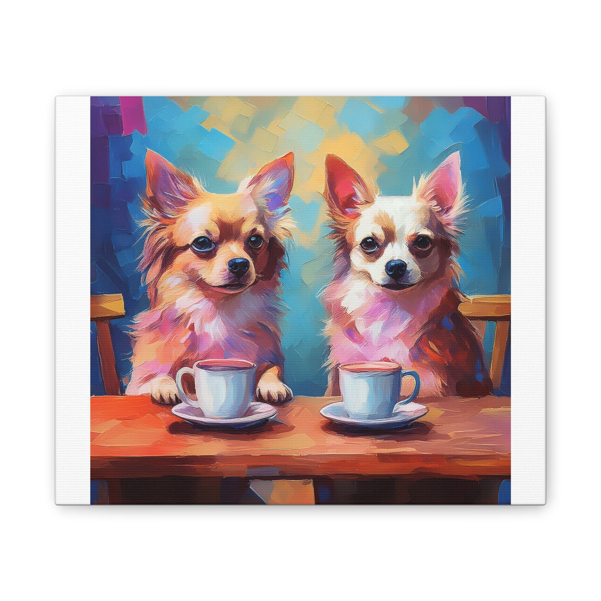 Cafe con Chihuahua Canvas Stretched, 0.75"
