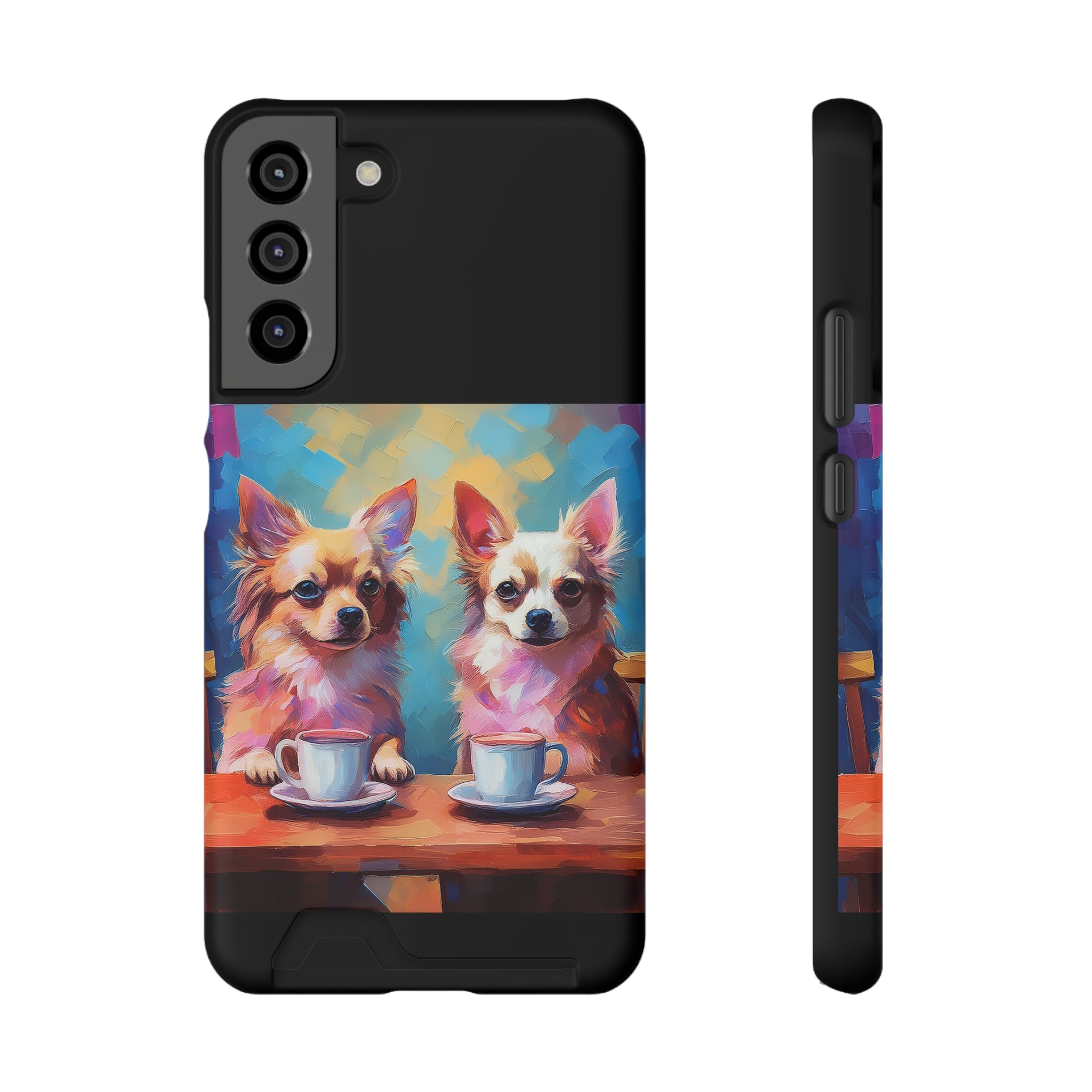 Cafe con Chihuahua Phone Case with Card Holder