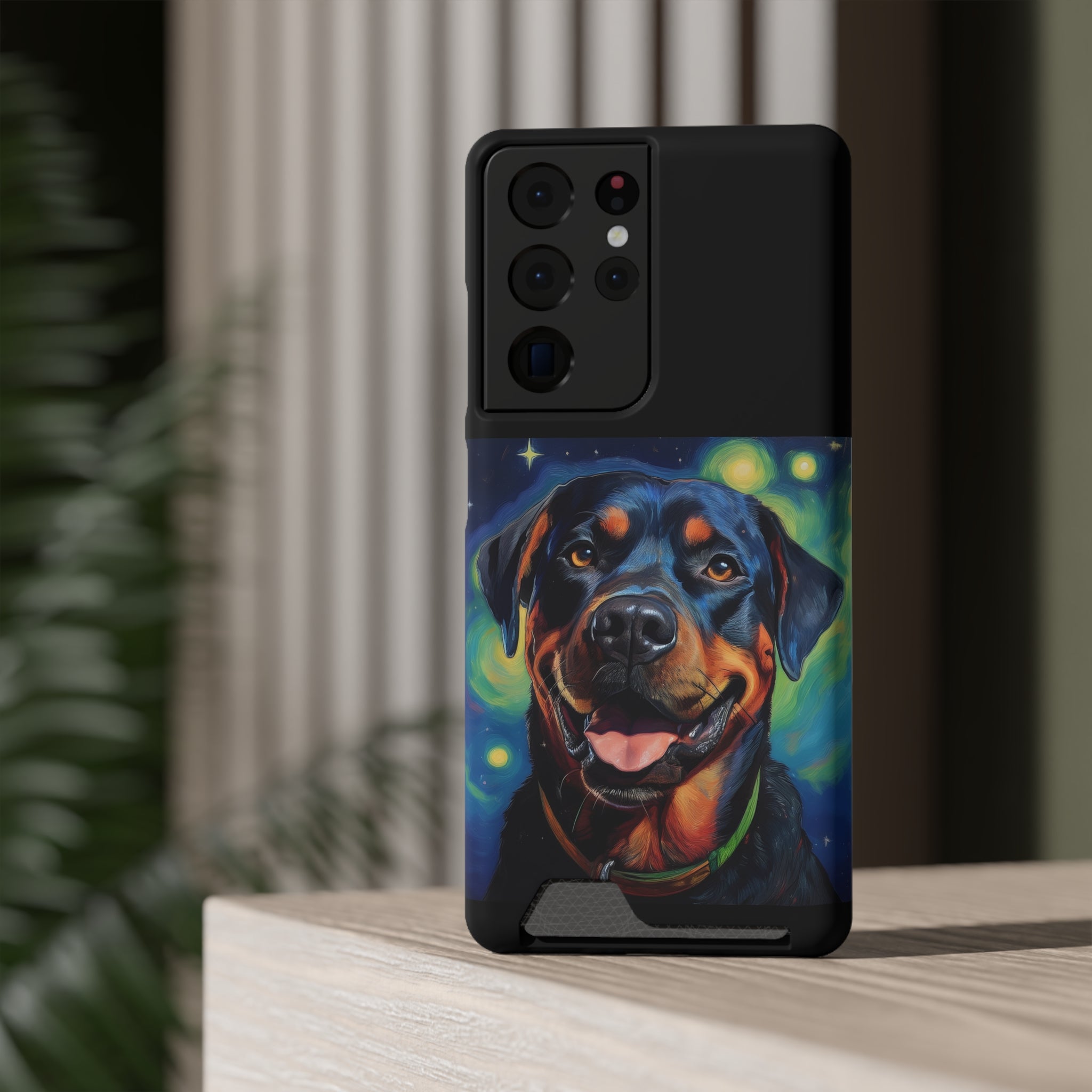 Rottweiler Stary Night Phone Case with Card Holder