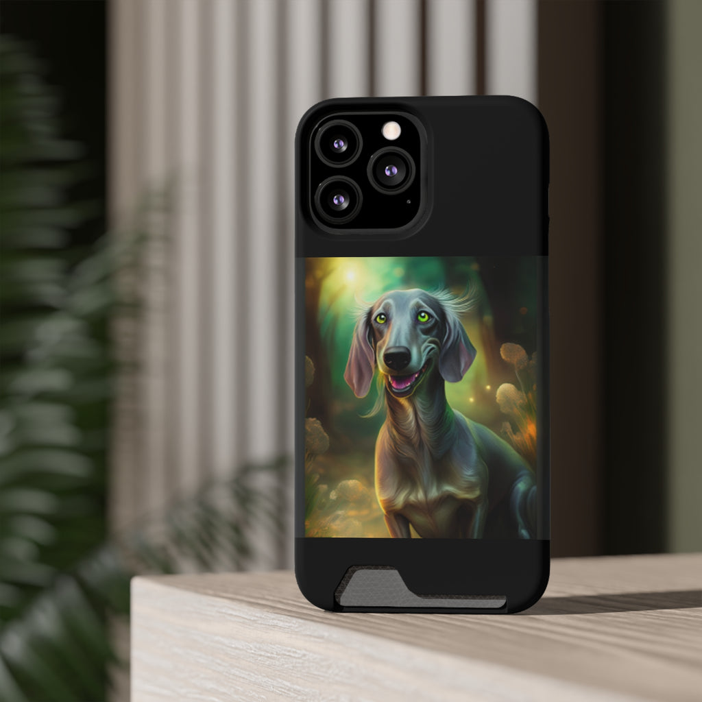 Dachshund Silver Grey Phone Case with Card Holder