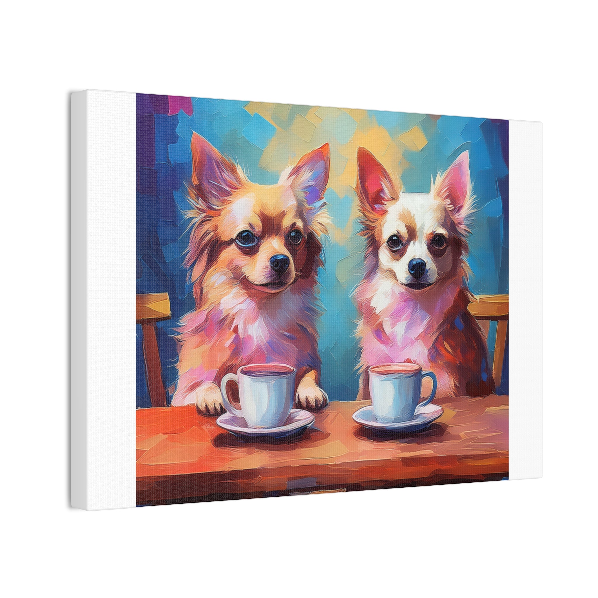 Cafe con Chihuahua Canvas Stretched, 0.75"