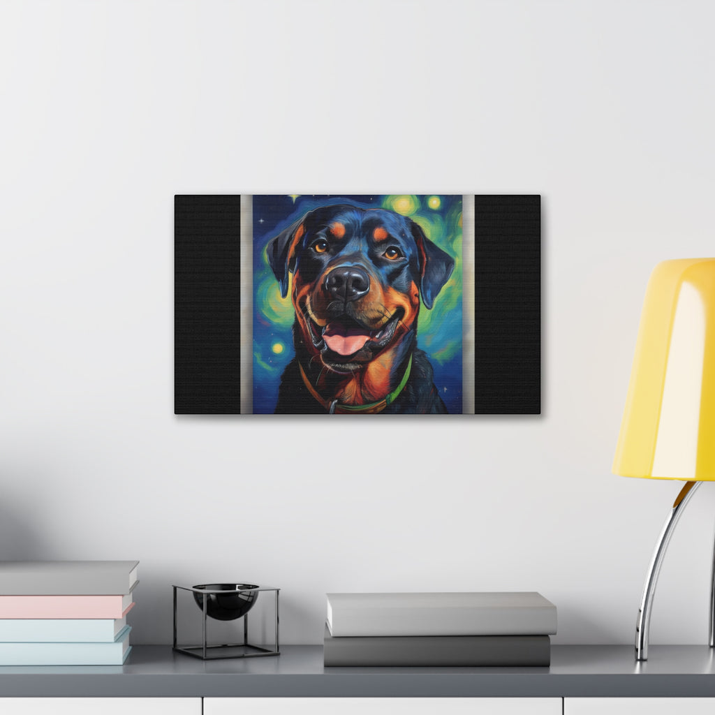 Rottweiler Stary Night Canvas Painting