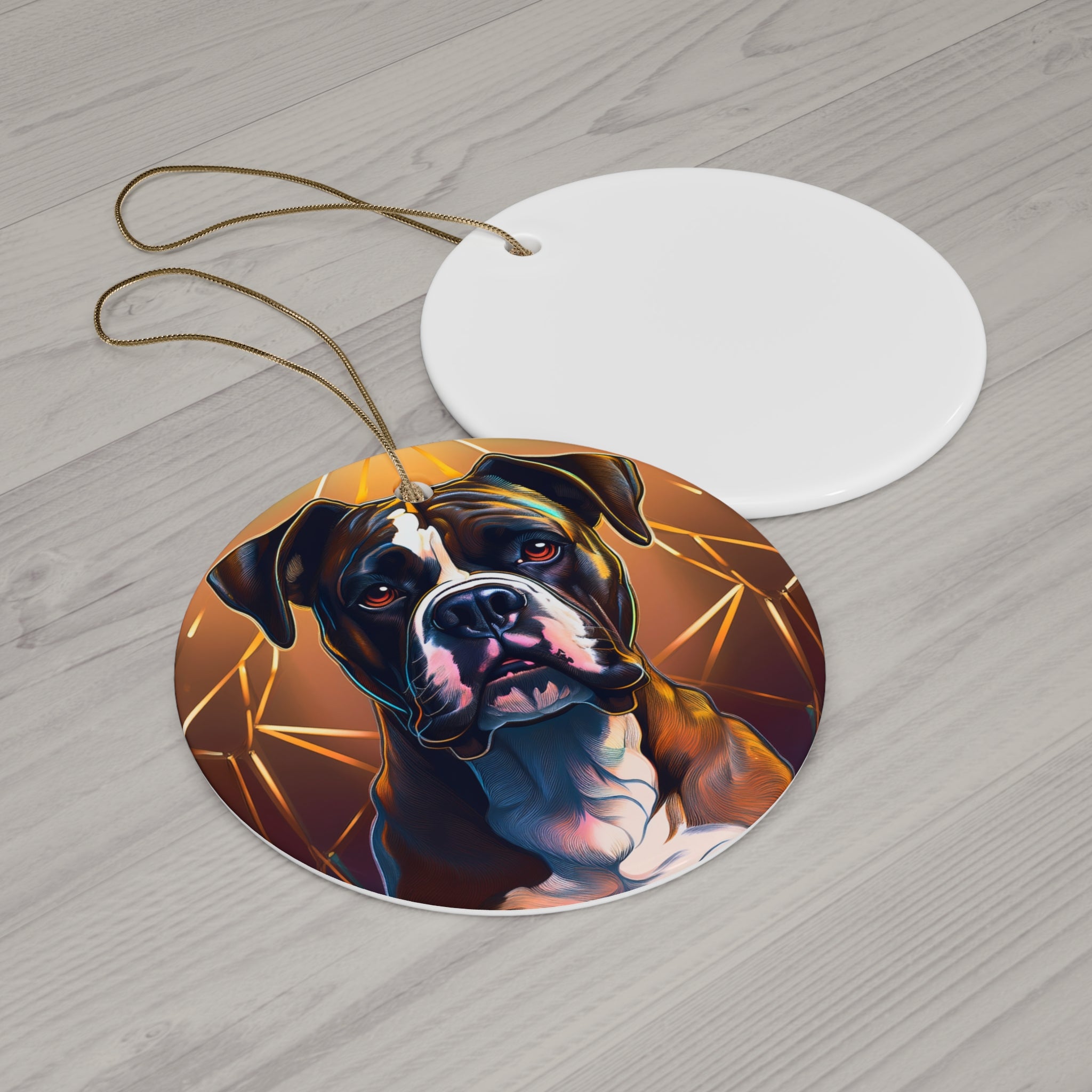 Brindle Gold Boxer Ceramic Ornament