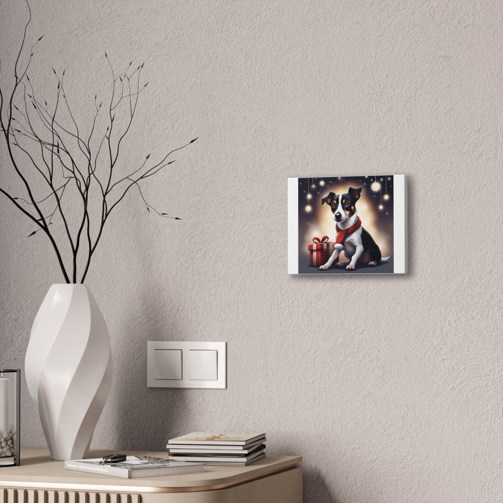 Jack Russel Holiday Canvas Stretched, 0.75"