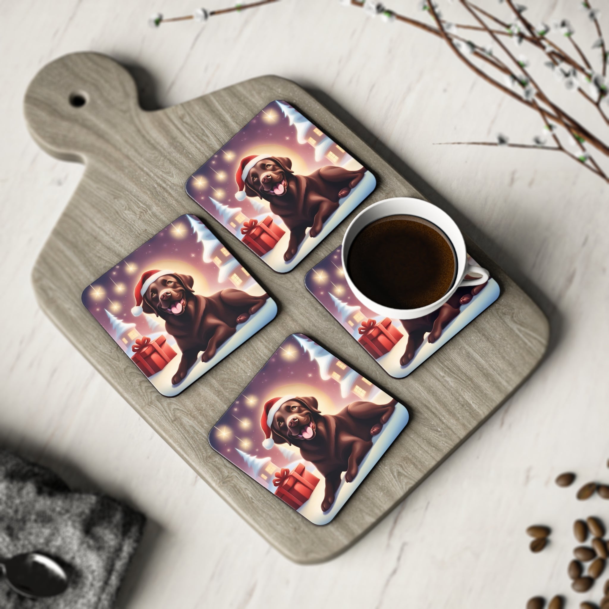 Chocolate Lab Holiday Coasters