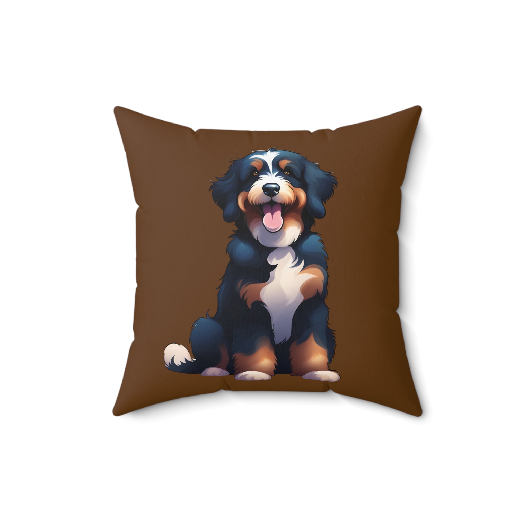 Bernedoodle Polyester Square Pillow