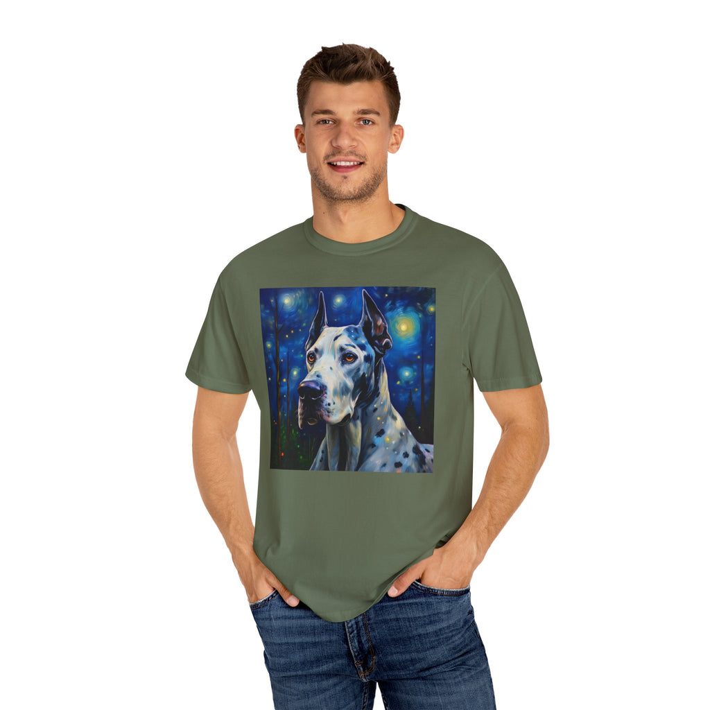 Great Dane Stary Night Unisex Garment-Dyed T-shirt