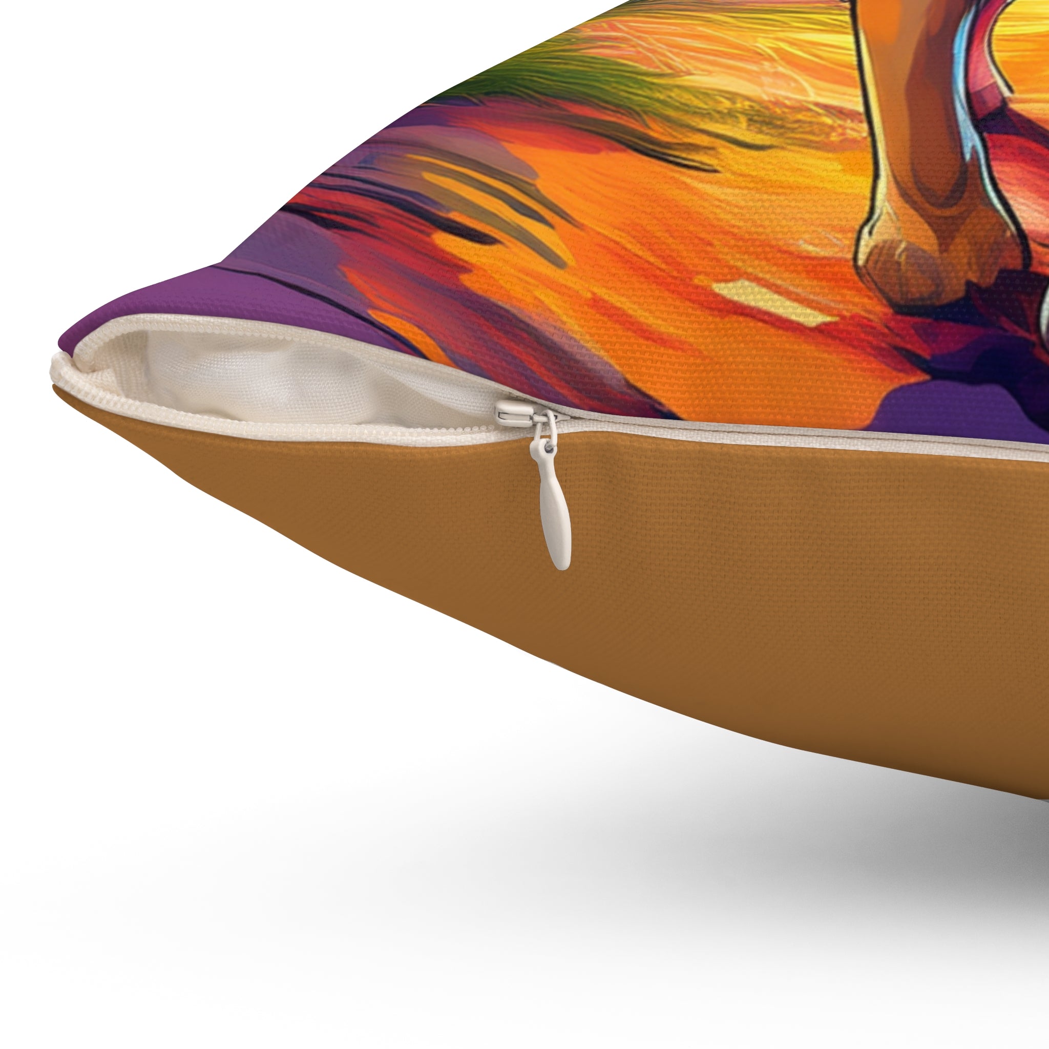 Yellow Lab Sunset Beach Polyester Square Pillow