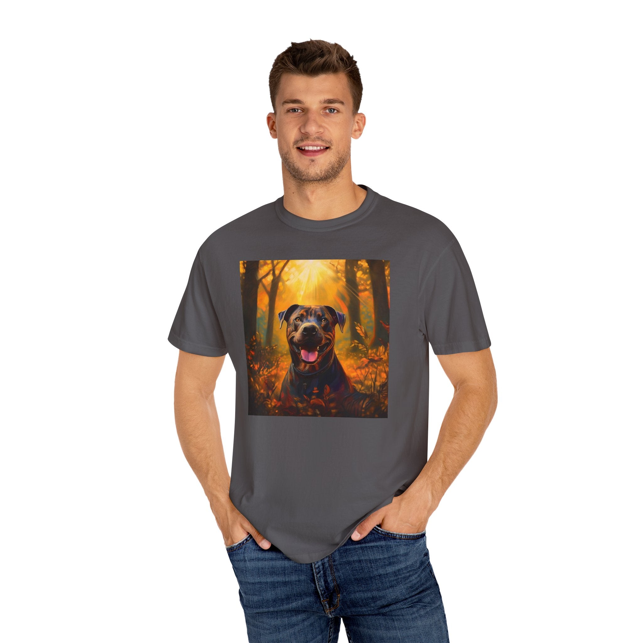 Pit Bull Brindle Autumn Unisex Garment-Dyed T-shirt