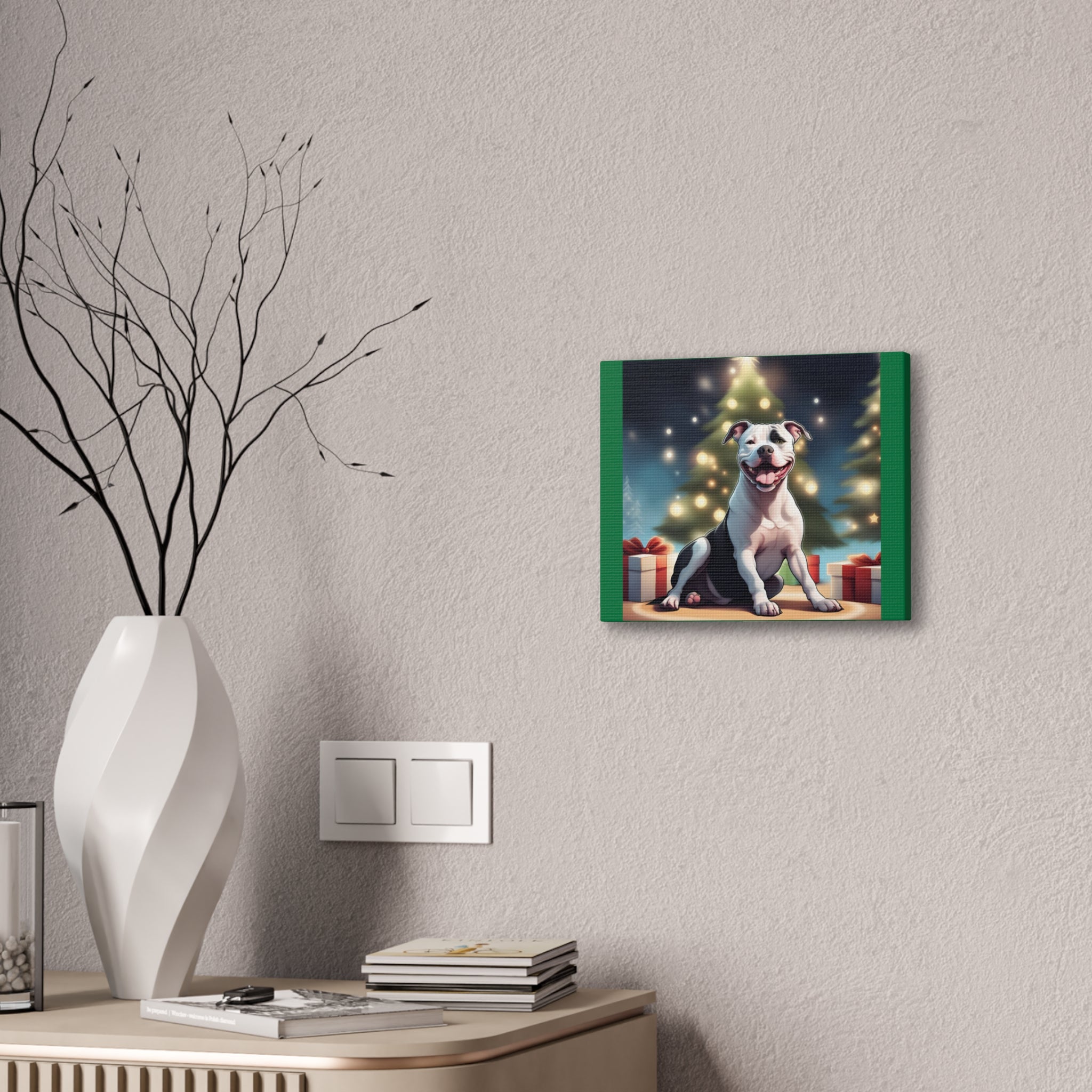 Pit Bull Holiday Canvas Stretched, 0.75"