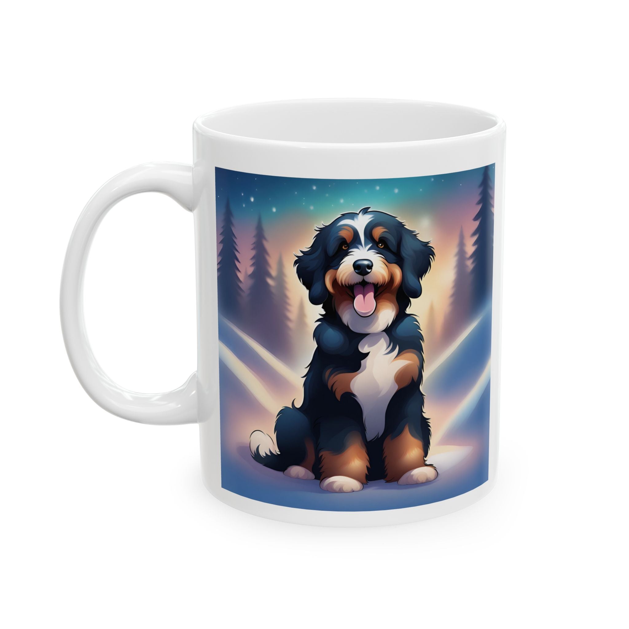 Bernedoodle Holiday Ceramic Mug, (11oz, 15oz)