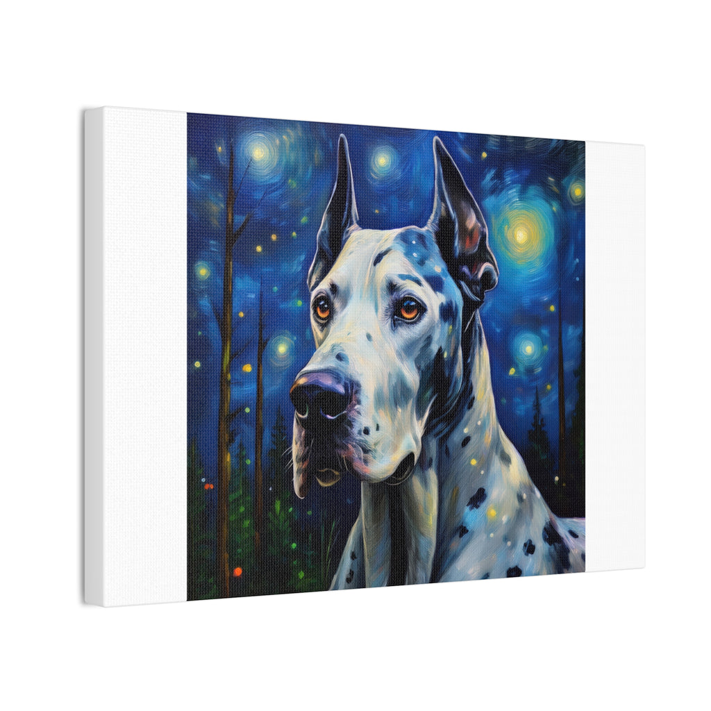 Great Dane Stary Night Canvas Stretched, 0.75"