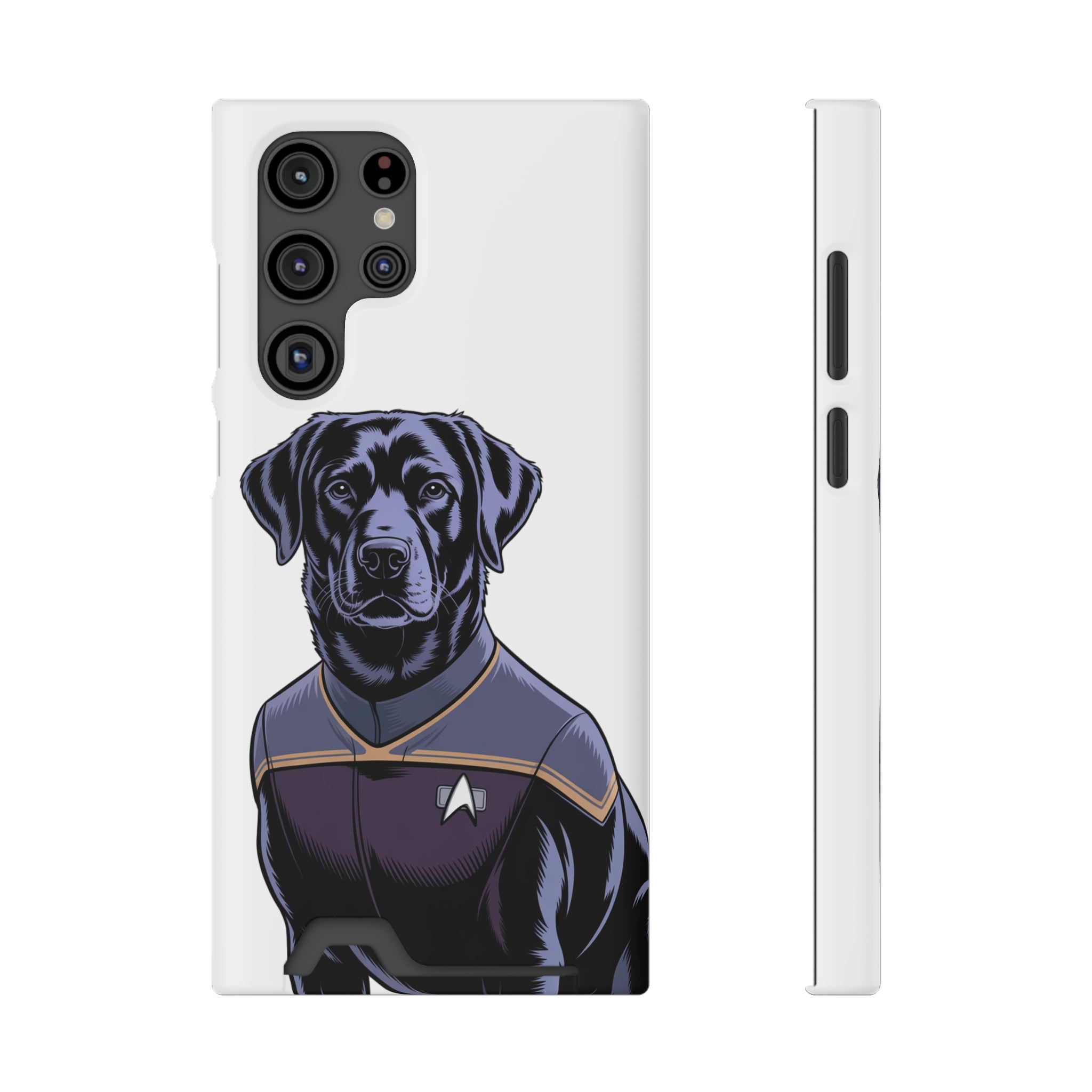 Black Lab Dog-Fleet Phone Case with Card Holder