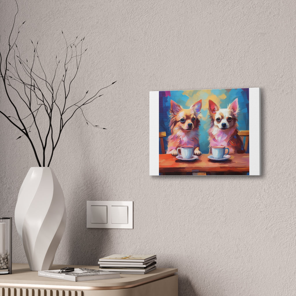 Cafe con Chihuahua Canvas Stretched, 0.75"