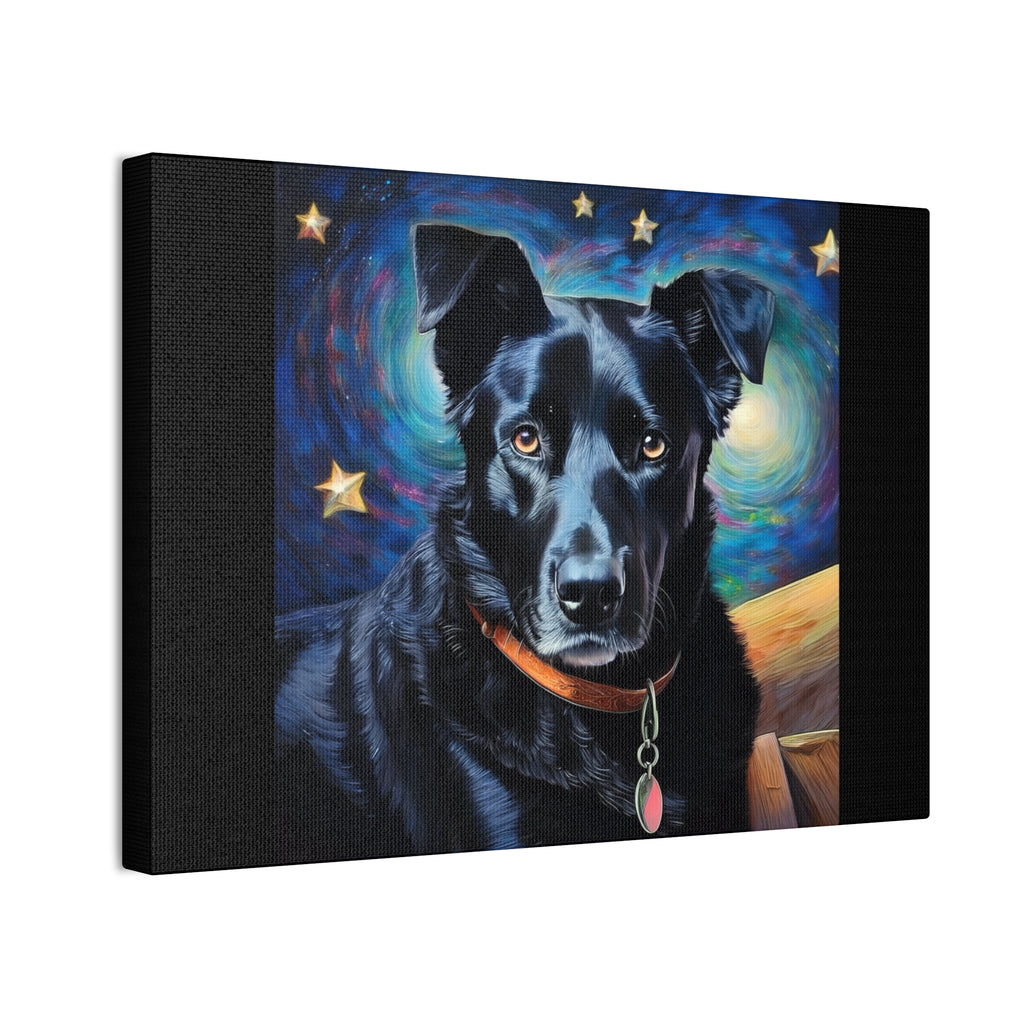 Black Shepherd Lab Stary Night Cavas Painting
