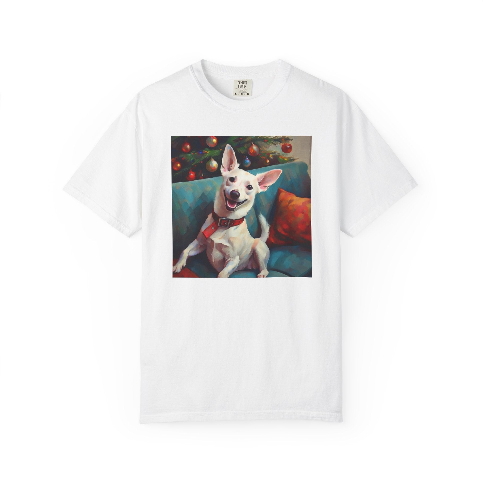 White Corgi Holiday II Unisex Garment-Dyed T-shirt
