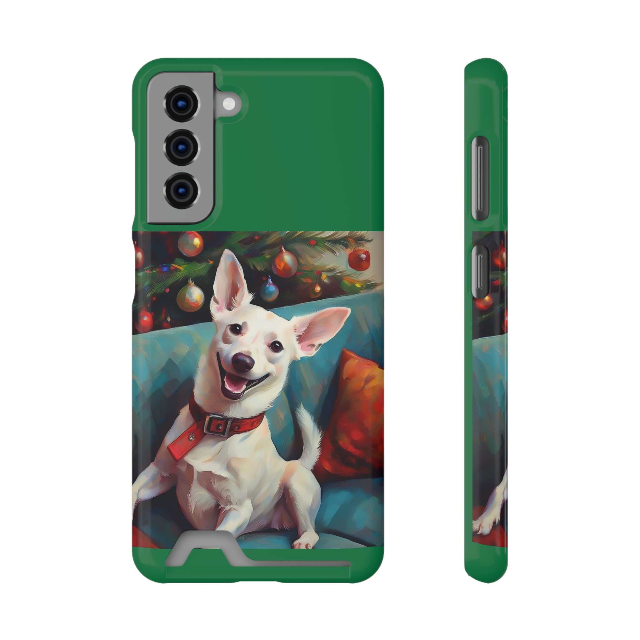 White Corgi Holiday II Phone Case with Card Holder