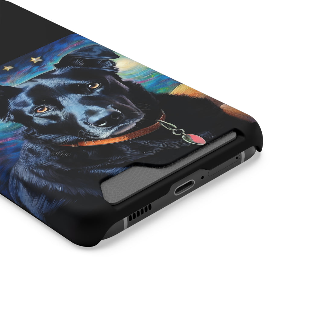 Black Shepherd Lab Stary Night Phone Case with Card Holder