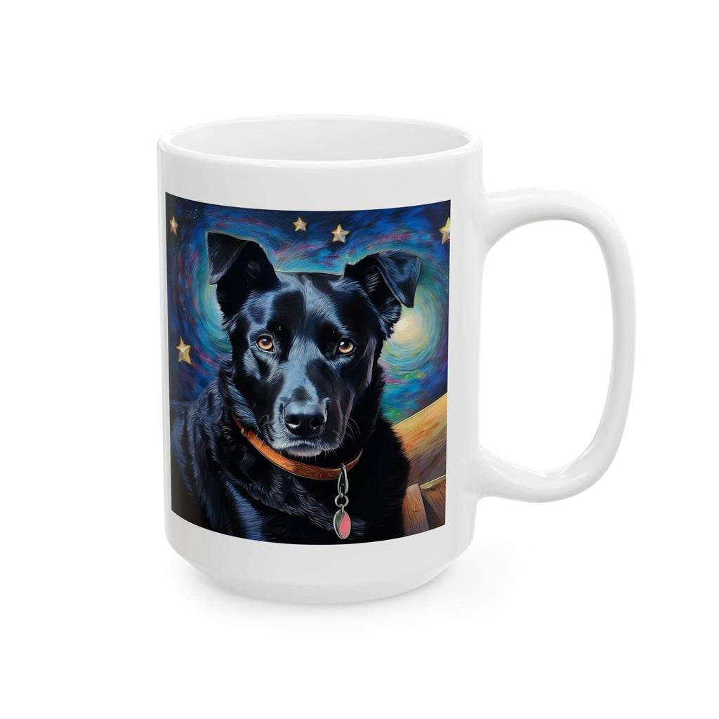 Black Shepherd Lab Stary Night Ceramic Mug, (11oz, 15oz)